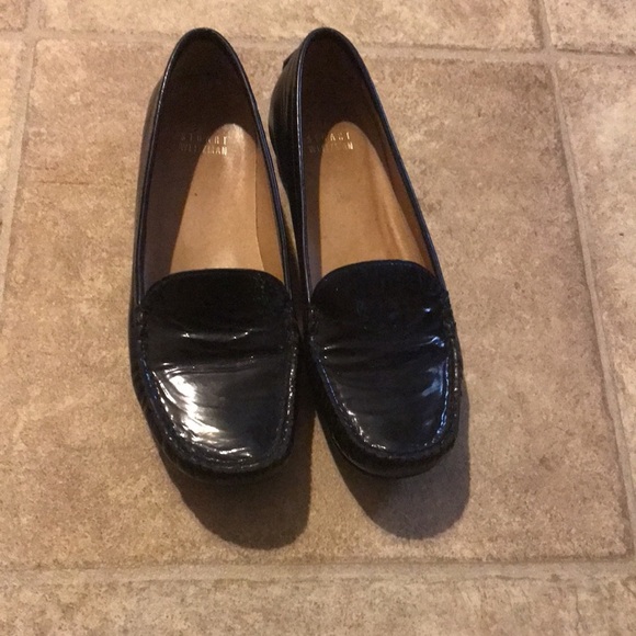 Stuart Weitzman Black Patent Leather Flats Size 7.5 Designer Shoes Classic - Picture 1 of 8